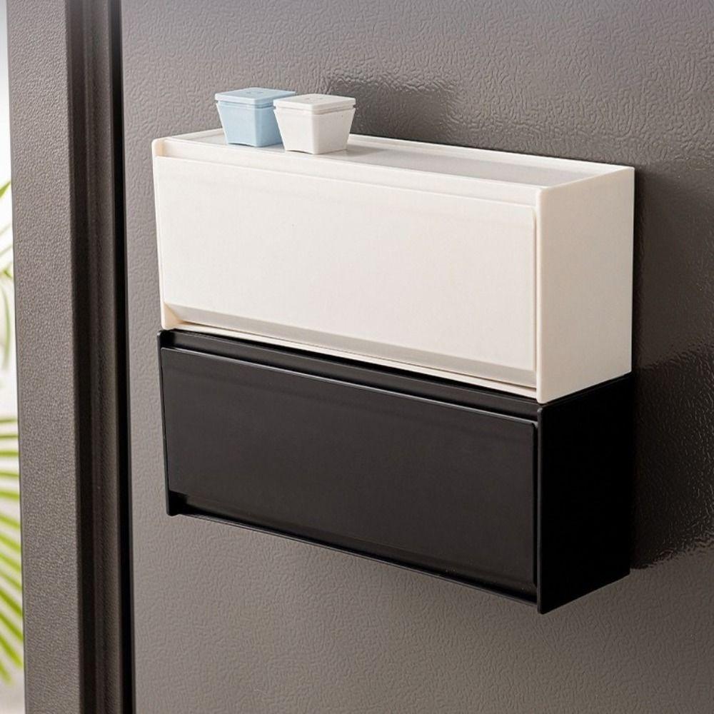Plastic Magnetic Refrigerator Storage Box Wall Mounted Side Hanging Storage Rack Bathroom
