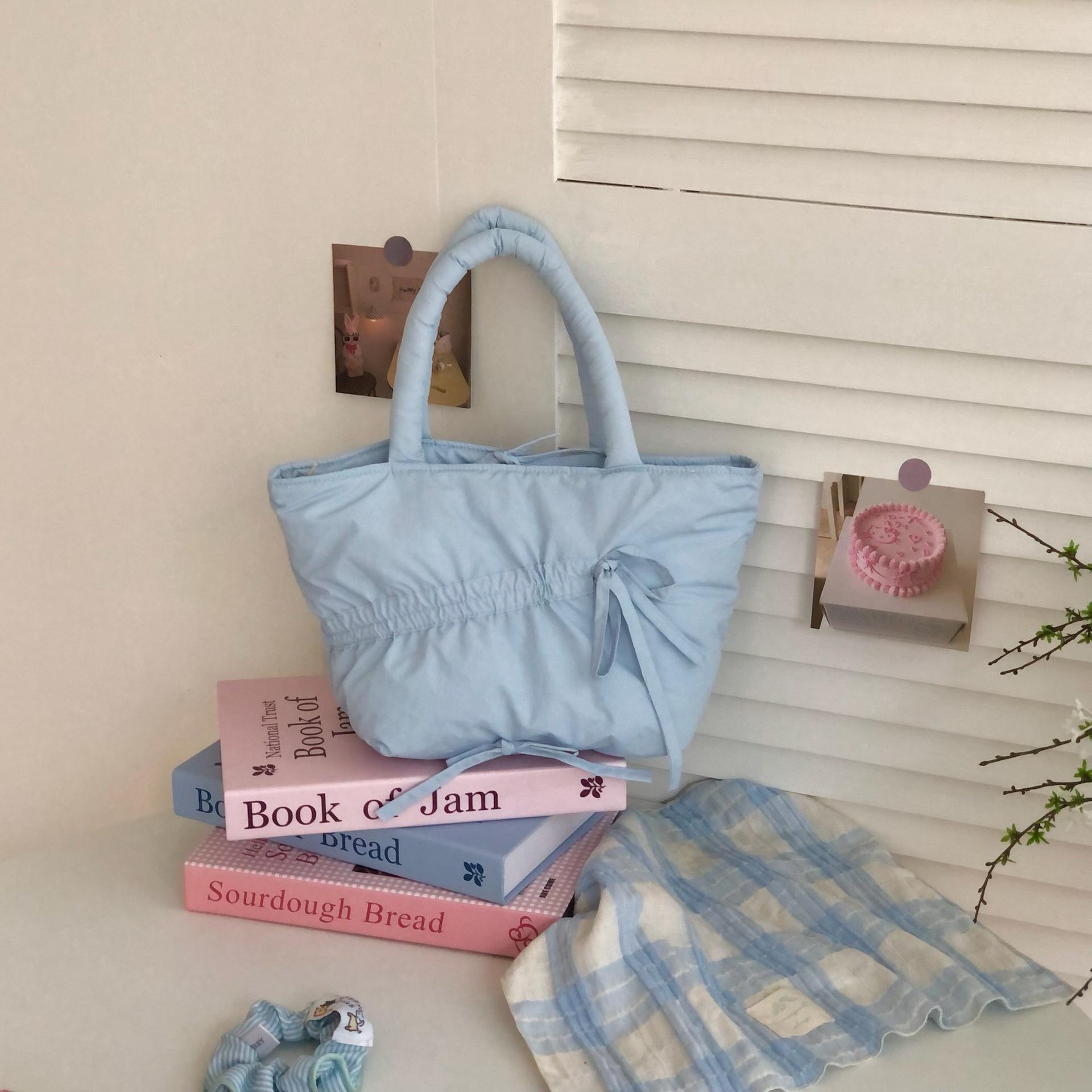 

Summer new pleated design dopamine color cute handbag women s fashion shopping commuter handbag