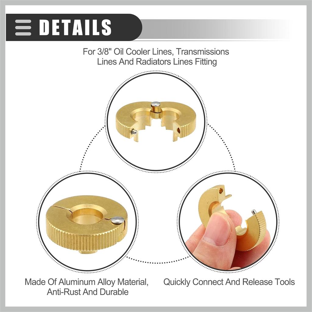 Universal 3/8 Oil Fuel Line Disconnect Tool, Transmissions Radiators Oil Cooler Lines Disconnect Tool, 3/8 Inch, Aluminium, 22930, Gold Tone