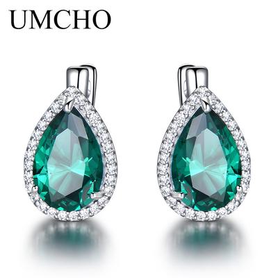Pendientes de Clip de Gema Esmeralda Verde Pendientes Aniversario Cumpleaños Día de San Valentín Joyería Regalos para Mujeres Esposa Ella Niñas