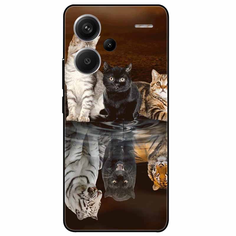 For Redmi Note 13 Pro Plus 5G Pro+ Case Soft Black Painted Cats TPU Funda For Xiaomi Redmi Note 13 Pro 5G Note13 Silicone Cover