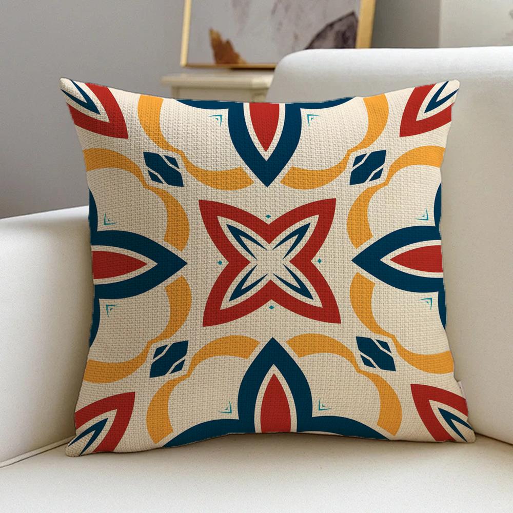 P-Portuguese Style Cushion Cover Cushion Cover Pillowcase, Anti-Mite Invisible Zipper, Linen Sofa Cushion