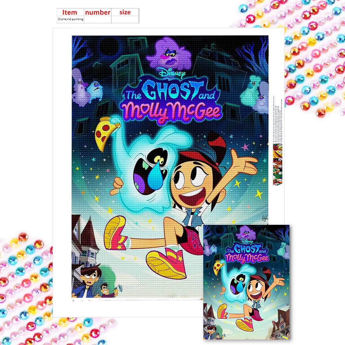 

DIY Diamond Painting The Ghost and Molly Mcgee Cross Stitch Kit Mosaic Art Diamond Painting Full Circle Diamond Home Decoration Round 20x30cm