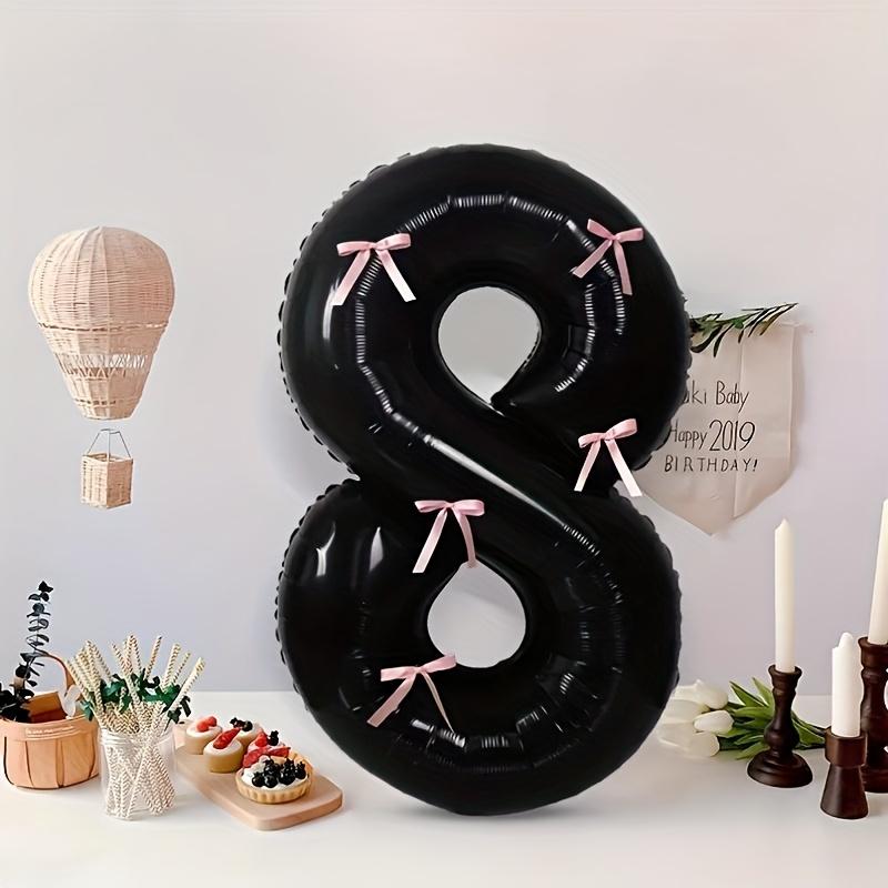 1pc Black Large Balloon Number 0-9 with Pink Bow Birthday Party Supplies Decorations Weddings Graduation Ceremonies Decoration