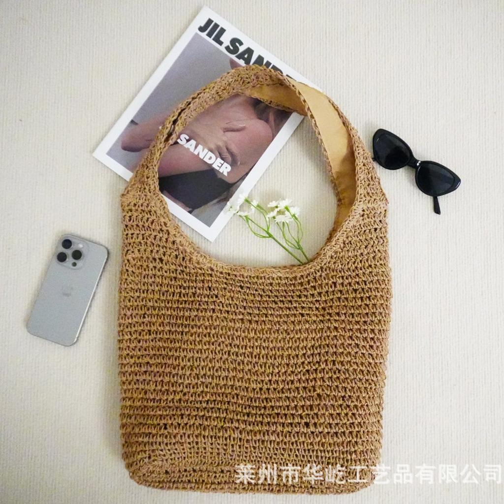 Summer paper handmade straw woven bag large capacity leisure beach bag daily commute vacation travel shoulder bag