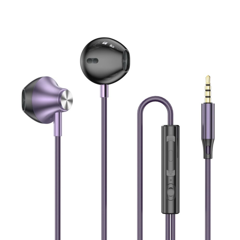 

Type C Wired Earphone with Mic Wired Headset Stereo Wired Earbuds Gaming Earphone Mobile Phone purple&black-3.5mm