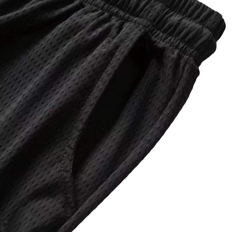 Men'S Quick-Dry Ice Silk Sports Shorts Summer Thin Running Fitness Loose Casual Mesh Air Conditioning Pants