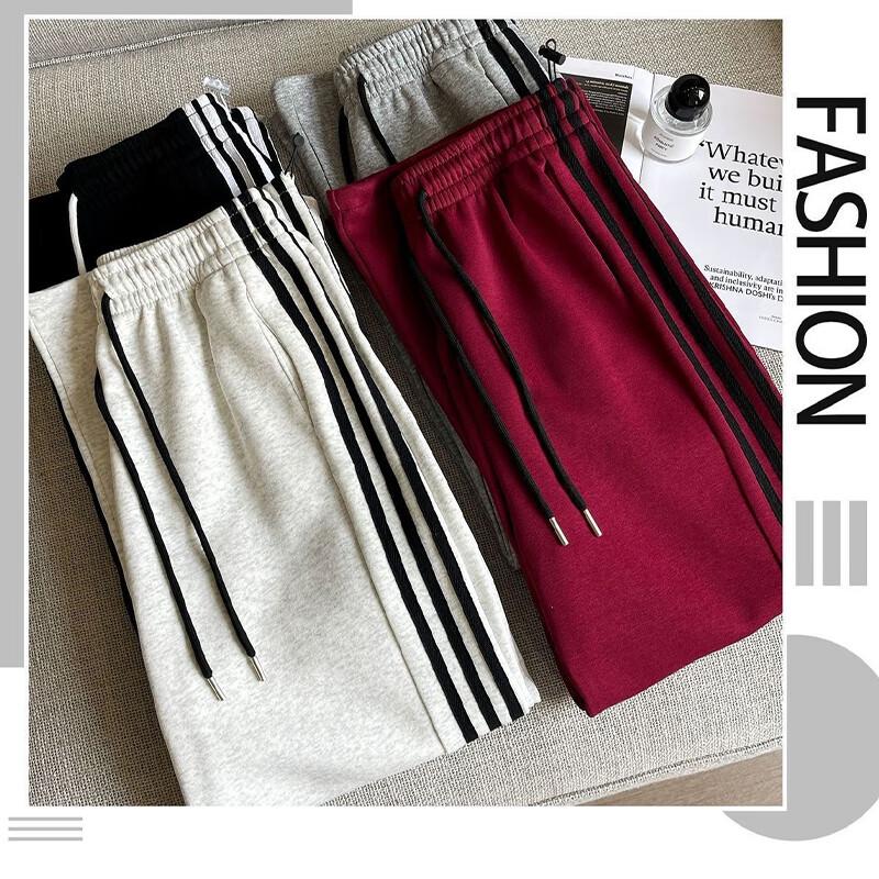 La Chapelle Women's Relaxed Fit 3-Stripe Wide-Leg Sweatpants