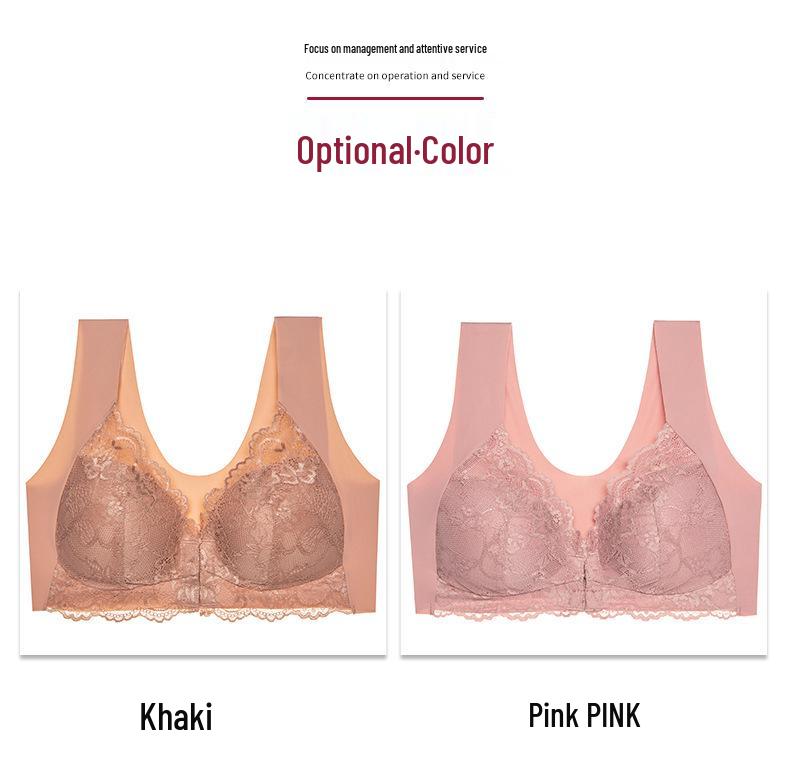 Cross-Border Sexy Lace Seamless Front Buckle Bra - Large Size, No Steel Ring, Beautiful Back Design