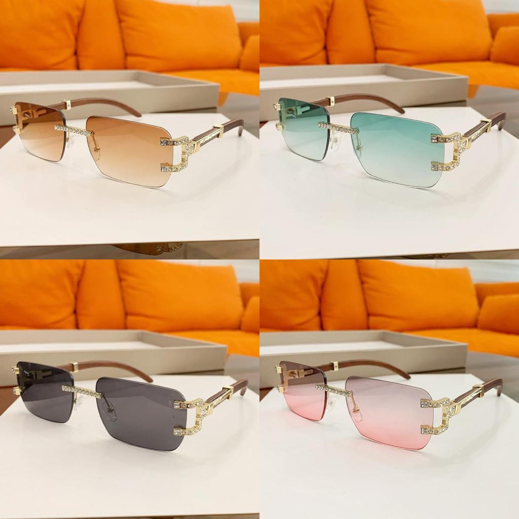 New Frameless Small Square Sunglasses With Rhinestone Accents For Fashionable Street Style