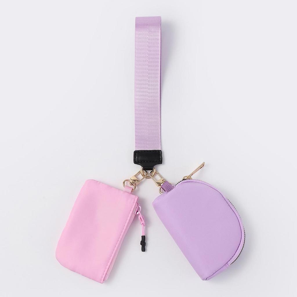 LULU Color Block Waterproof Nylon Coin Purse & Wristlet Key Bag