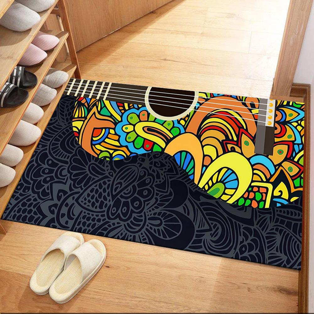Electric Guitar In Flames Floor Mats for Living Room, Bedroom and Room Decoration Are Suitable for Gifts.