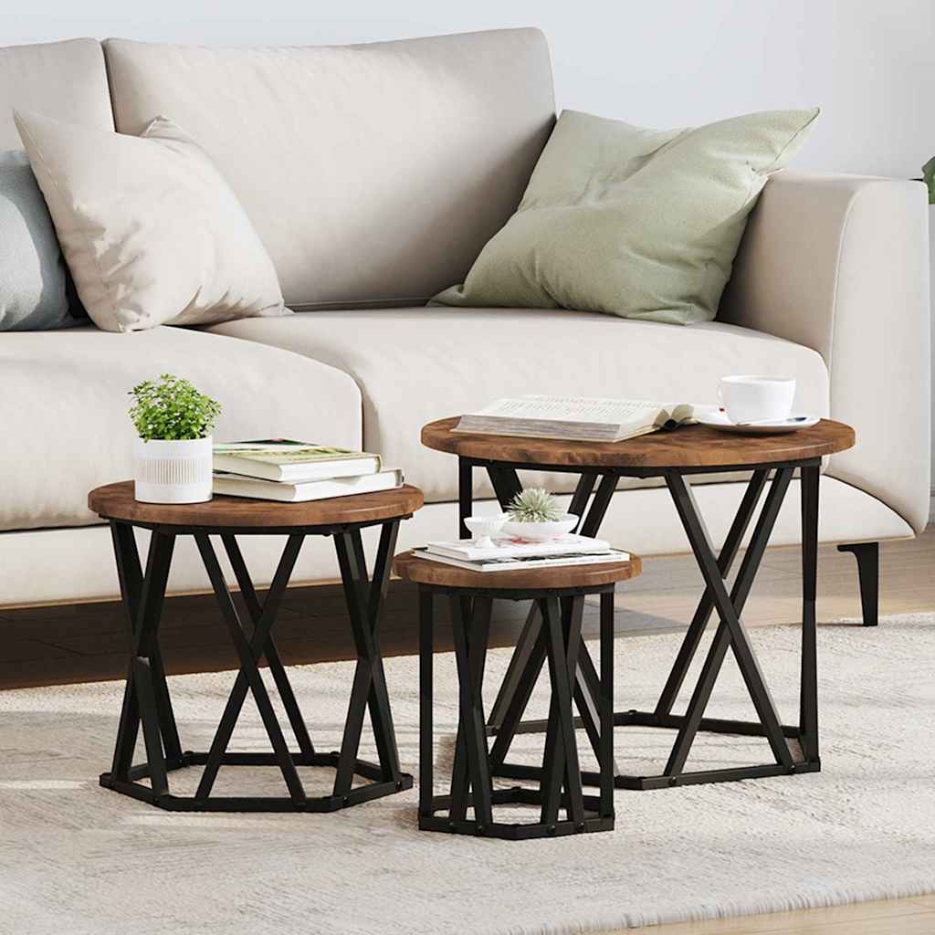 Nesting Side Table Set 3 Pcs Smoked Oak