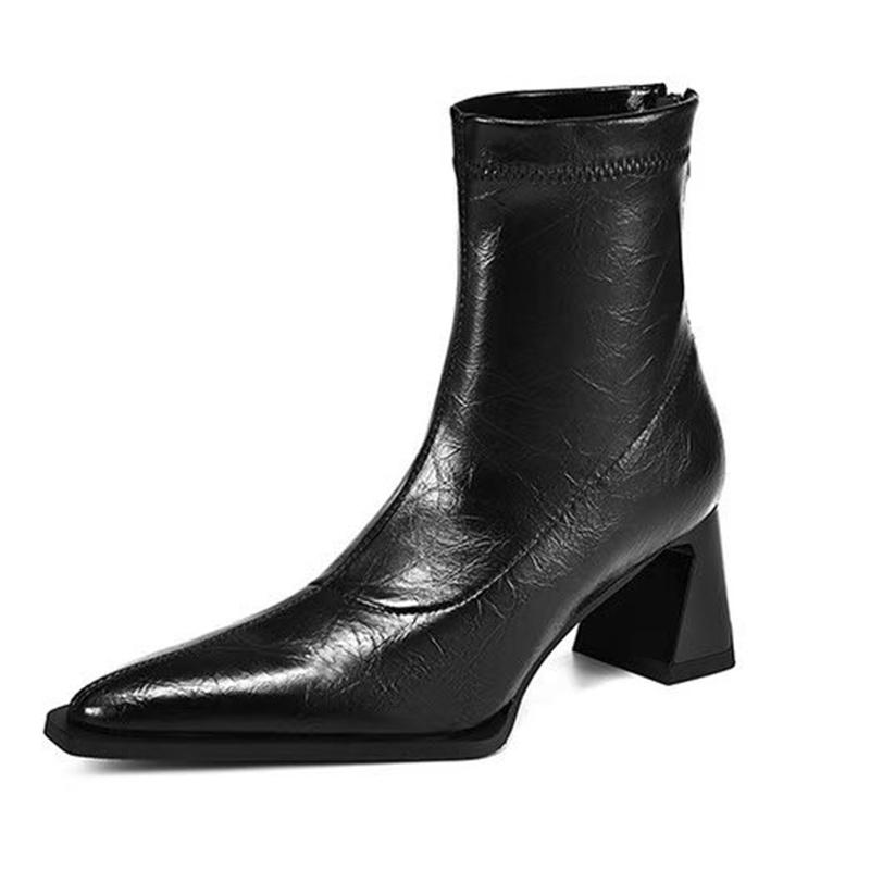 Spitze Zehen Damen Stiefeletten Chelsea Boots Hohe Absätze Designerschuhe Mode Neuer Trend Winter Goth Gladiator Schuhe Damen