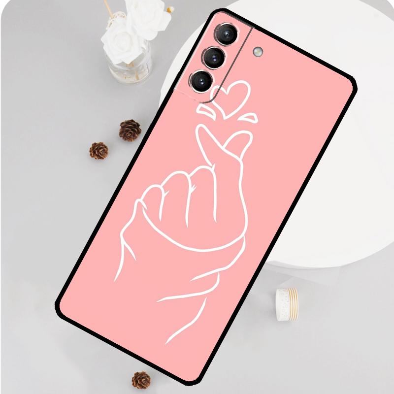 Kpop Hand Finger Heart Cover For Samsung Galaxy S23 S22 Ultra S21 FE S20 FE Note 20 Ultra S9 S10 Note 10 Plus Case