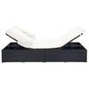 2 Person Sun Lounger with Cushion Poly Rattan Black