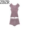 Za Spring New Arrivals Women's Clothing European and American Style Round Neck Drop Shoulder Knitted Top Shorts 4786005 4786006