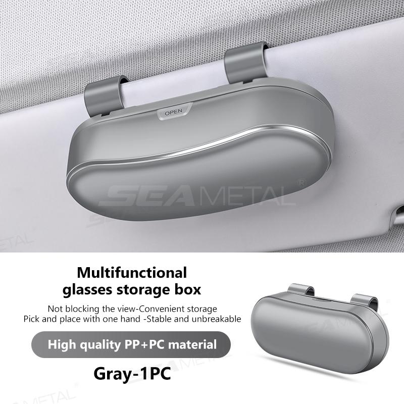 SEAMETAL Auto Sonnenbrillenetui Sonnenblende Universal Kratzfest Auto Organizer Auto Brillenhalter Autofahren Roadtrip grau