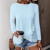 New Spring and Summer Women's Fashion and Casual Solid-color Long-sleeved Round-neck T-shirts