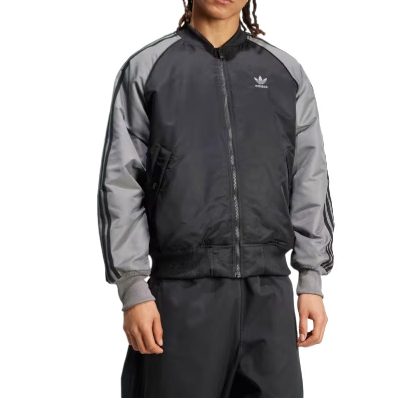 Adidas Premium Collegiate Jacket Retro Sports Stand Collar Comfortable Casual Breathable Long Sleeve Jacket Men Jacket Black IZ0409