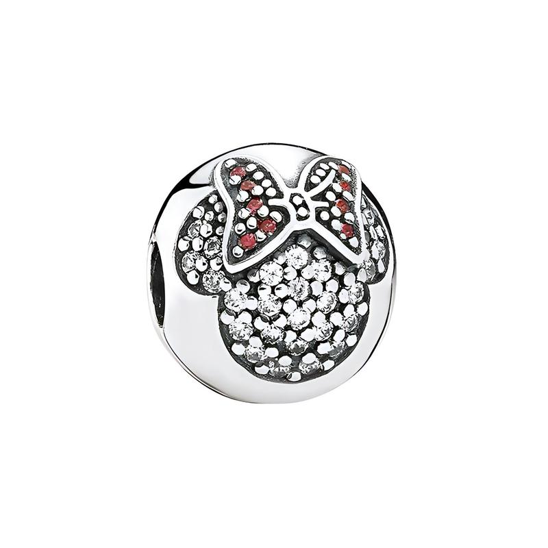 Pandora Simple and fashionable Disney Pavé pavé Minnie silicone-free clip sterling silver jewelry accessories for men and women 791450CZ