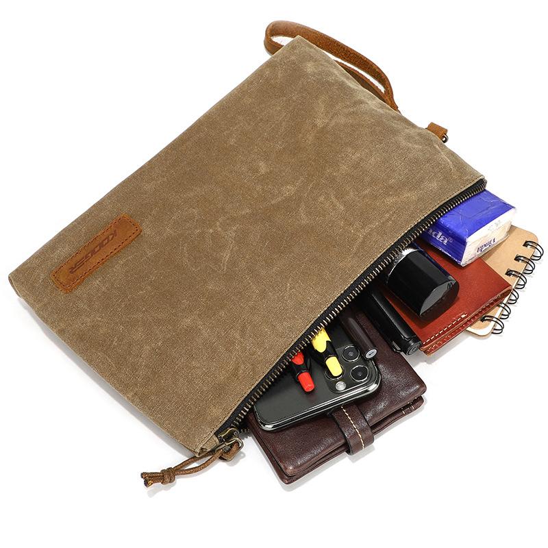 Versatile Retro Batik Canvas Men'S Clutch Bag, Light Storage Certificate, Soft Bread Four Colors Optional