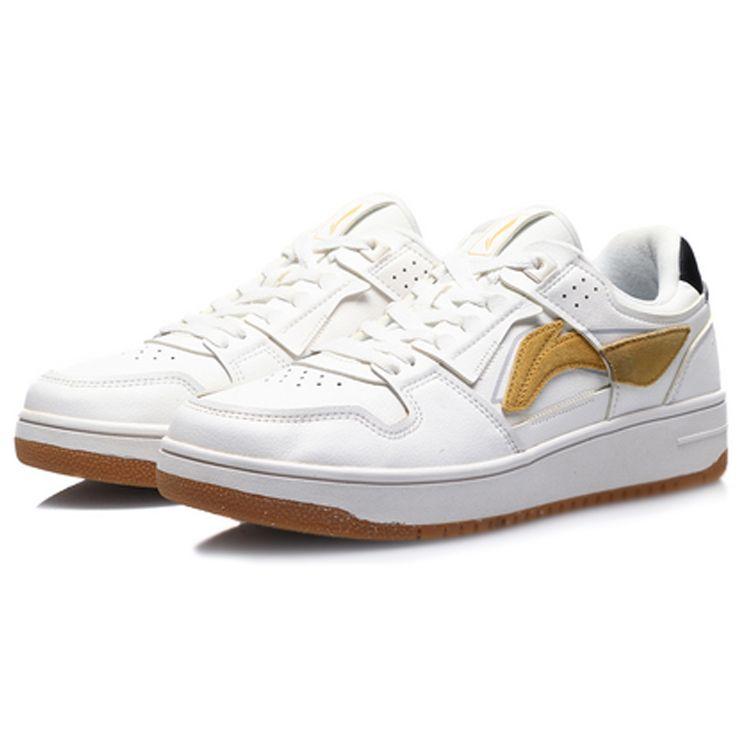 Li Ning Tianji Non-Slip Shock Absorbing Wear-Resistant Breathable Low-Top Skate Shoes Men Sneakers White Yellow AGCP299-9