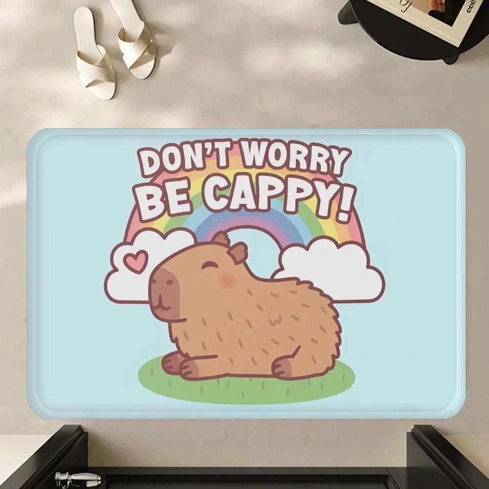Cute Capybara Pattern Door Mat Polyester Kitchen Entryway Rug Bathroom Bedroom Entrance Doormat Indoor Outdoor Home Carpet