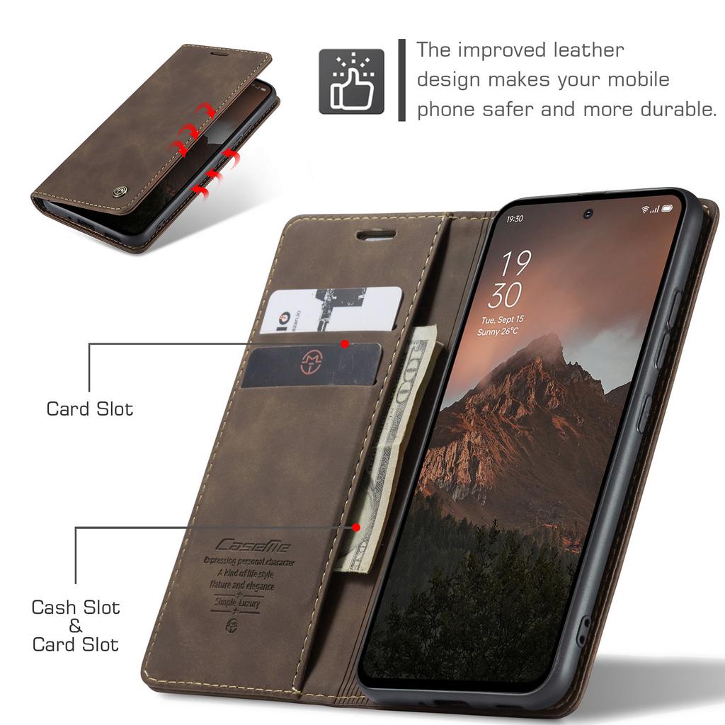 For Oppo Reno12 F 5G Case CASEME 013 Series Card Holder Stand Leather Phone Cover