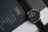 NEW model Hyakuichi wristwatch 100m waterproof chronograph date display pink gold carbon black leather belt [HYAKUICHI 101] No.8L