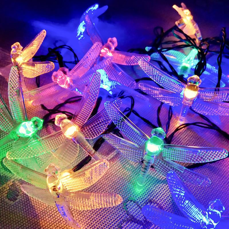Solar Dragonfly Lights String 100 LED 8 Modes Solar Fairy Lights for Xmas Party garden Christmas Decorations Outdoor Solar Lamp