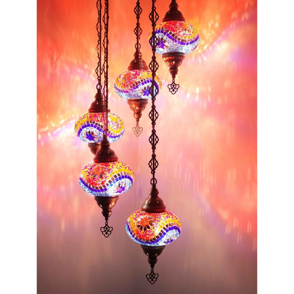 5pc Turco Marocchino Colore Mosaico In Vetro Lampada Antica Lampada A Mosaico Bohemian Tiffany Soffitto Appeso Lampadario a Sospensione Lampadario