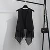 Summer Women Chiffon Vest Long Sleeveless Irregular Waistcoat Lightweight Asymmetrical Casual Outerwear