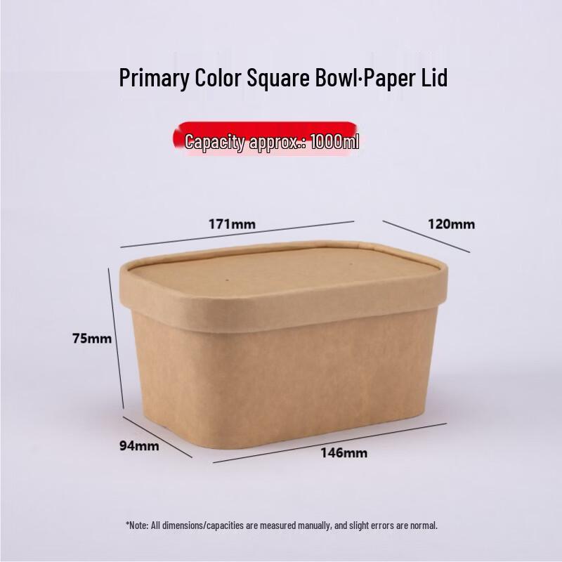 Food-Grade Kraft Paper Disposable Takeout Boxes with Lids