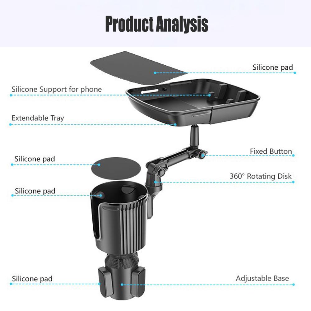 2 In 1 Car Cup Holder 360-degree Rotating Dining Tray Car Water Cup Holder Coffee Hamburger Storage Box Small Dining Table