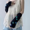 Solid Color Arm Warmers Gothic Fingerless Gloves Kawaii Star Knitted Gloves  Ladies