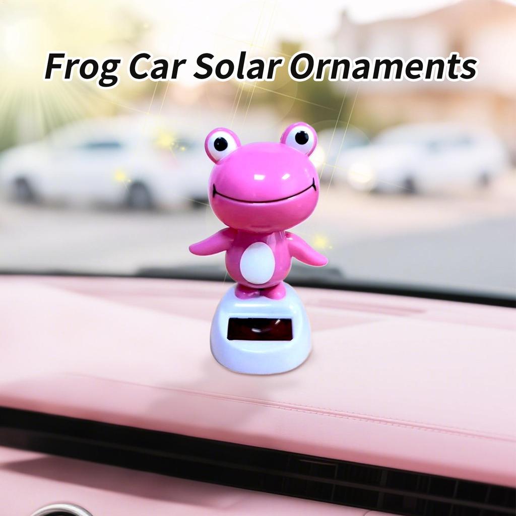 Solar Powered Shaking Head Ornament Car Dashboard Decorations Frog Car Dashboard Decor for Automotive Vehicle Sedan Automobile