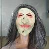 Halloween silberhaarige grün gesichtige Hexe Latexmaske Feiertagsatmosphäre Scherz Kopfbedeckung