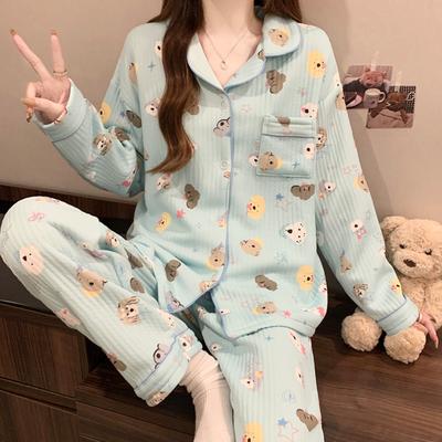 Harajuku Style Sweet Cute Dog Print Women's Pajamas Nightwear Pajamas Set Outside Wearable Women Sleepwear Set