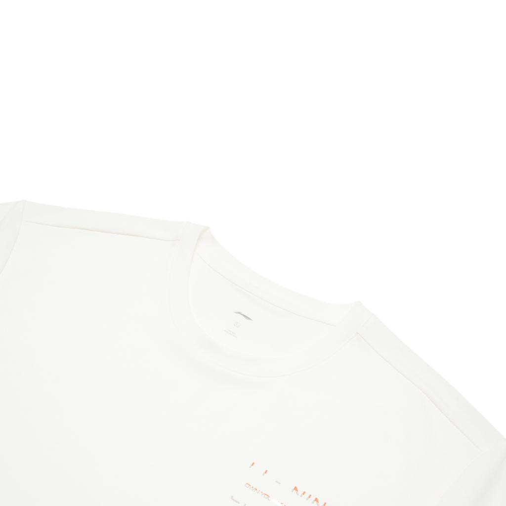Li Ning Fitness Series Solid Color Moisture Wicking Quick Dry Crew Neck Short Sleeve T-Shirt Men Tops Off-White ATSU473-7