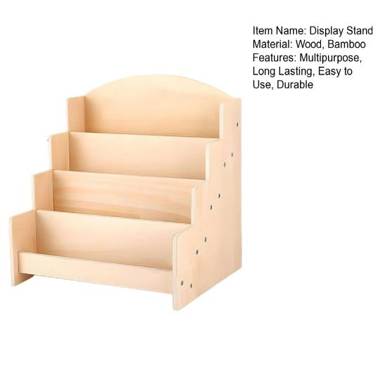Greeting Card Display Stand High Stability Easy To Install Multipurpose 4-Tiered Wooden Organizer Rack Photos Brochure Holder