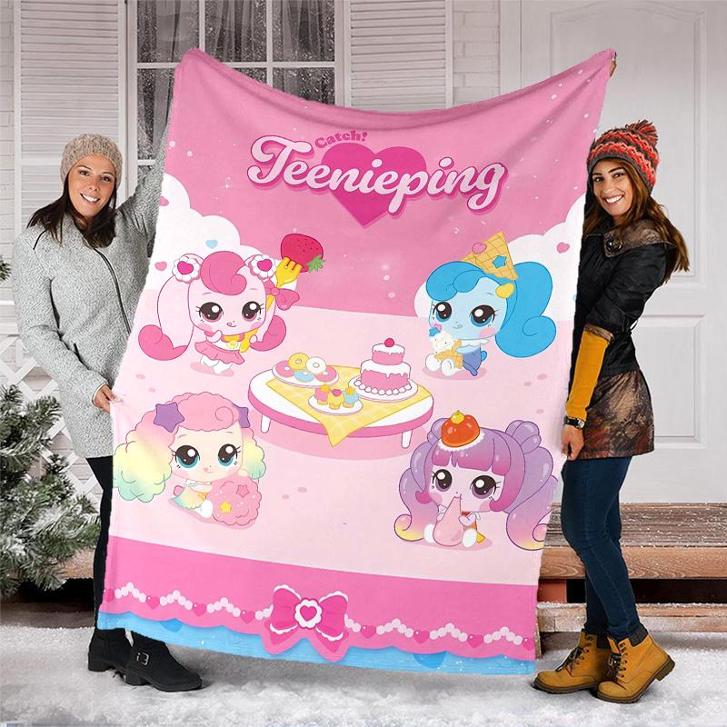 1pc Catch Teenieping Magic Sweethear4 Theme Blanket - Digital Print, Polyester, Cozy for All Seasons, Perfect for Outdoor, and Travel