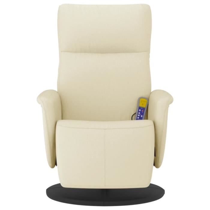 VidaXL Recliner Massage Chair and Footrest Cream Faux Leather 356553