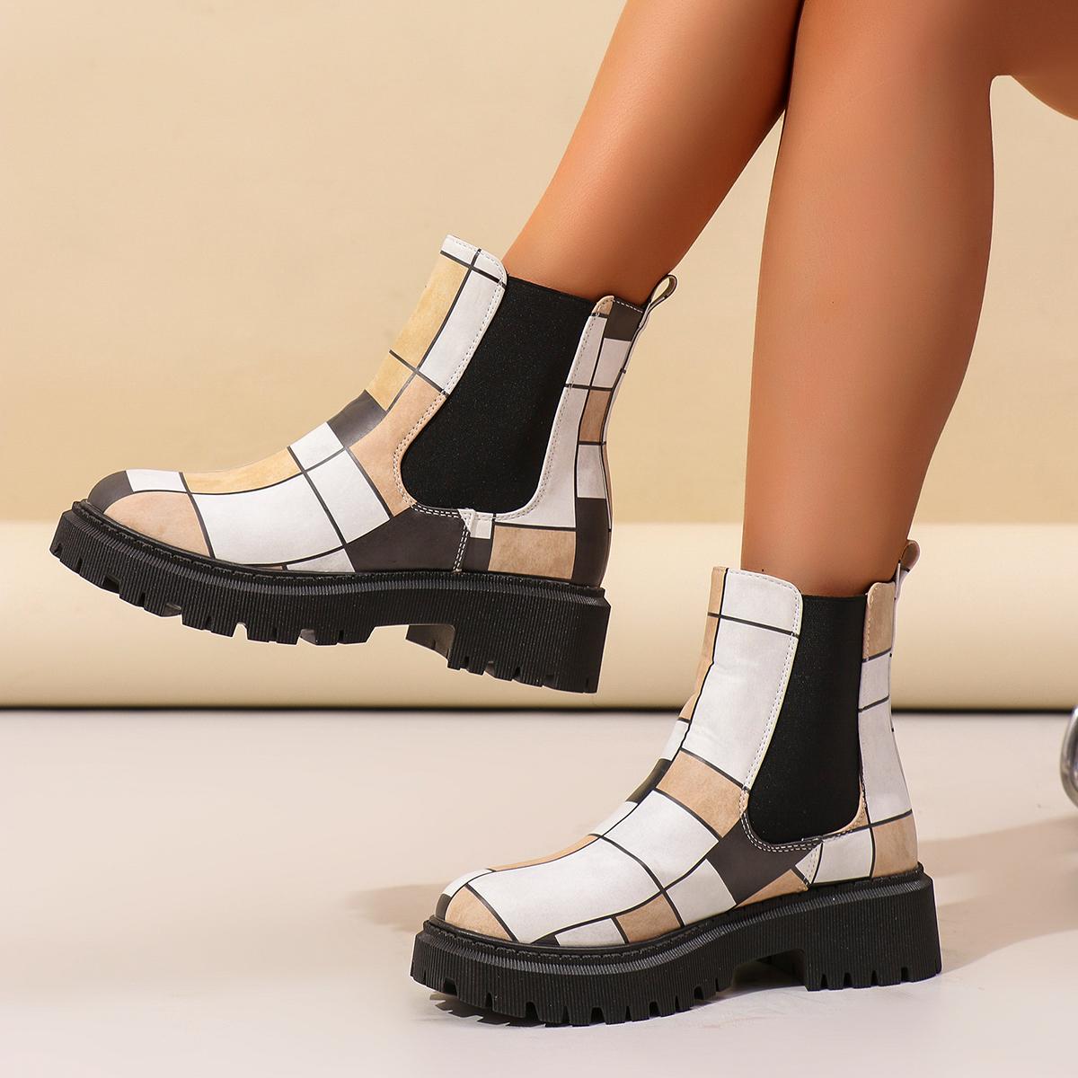 

Женские ботинки на платформе, модные роскошные ботинки для женщин 2024, новые весенне-осенние уличные ботинки для женщин, модные нескользящие повседневные ботинки 42 белый