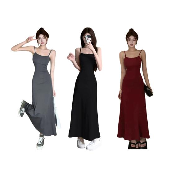 Dámské špagetové šaty na ramínka Bez rukávů S přiléhavým pasem Slim fit Bez zad Nízký výstřih Délka ke kotníkům Dámské vestové šaty Dámské oblečení