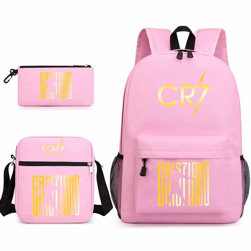 Youth Fashion Backpack Shoulder Bag Pencil Case Children S Student School Bag 3-Piece Set Backpack розовый