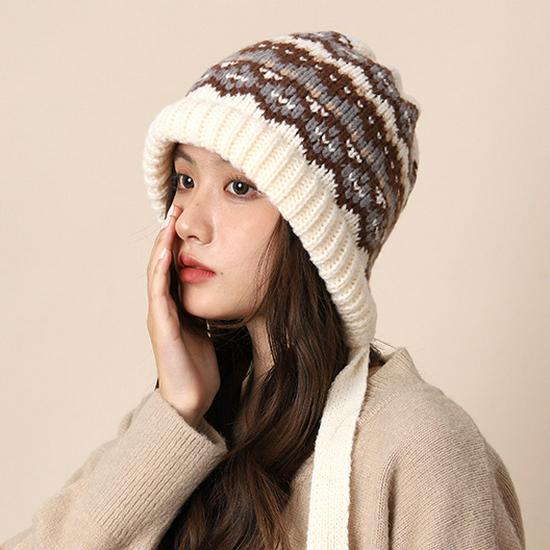 

Женская шапка-балаклава в стиле ретро с узором «Фэр-Айл» — теплая шерстяная защита ушей One Size бежевый