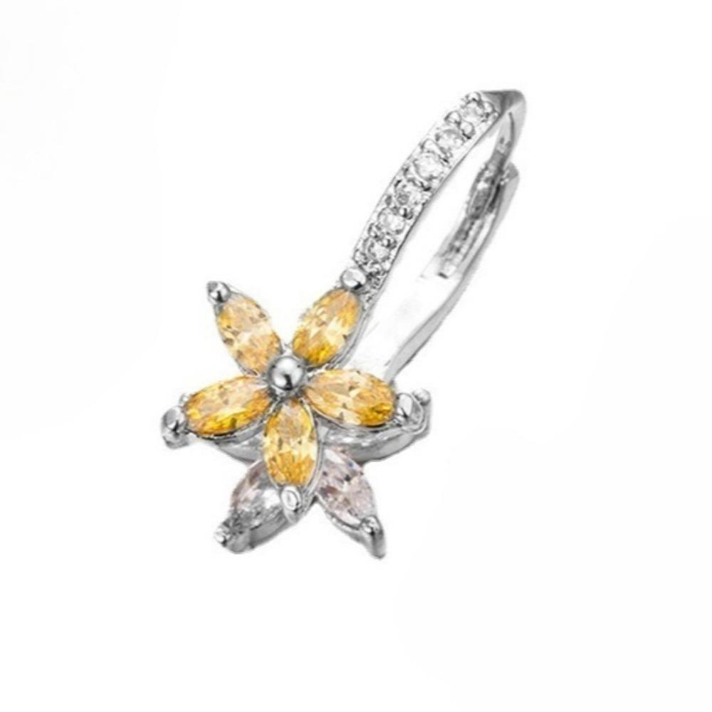 Fashion Earrings Snowflake AAA Zircon Stud Marquise Shape Multi Color Jewelry жёлтый