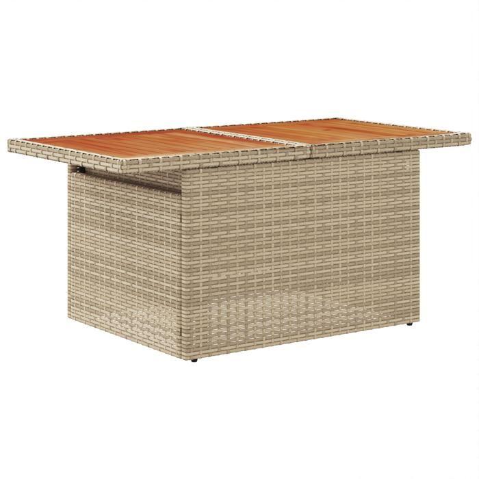 VidaXL Ensemble de Salle à Manger de Jardin 6 Pièces avec Coussins Beige Poly Rattan Acacia 3350027