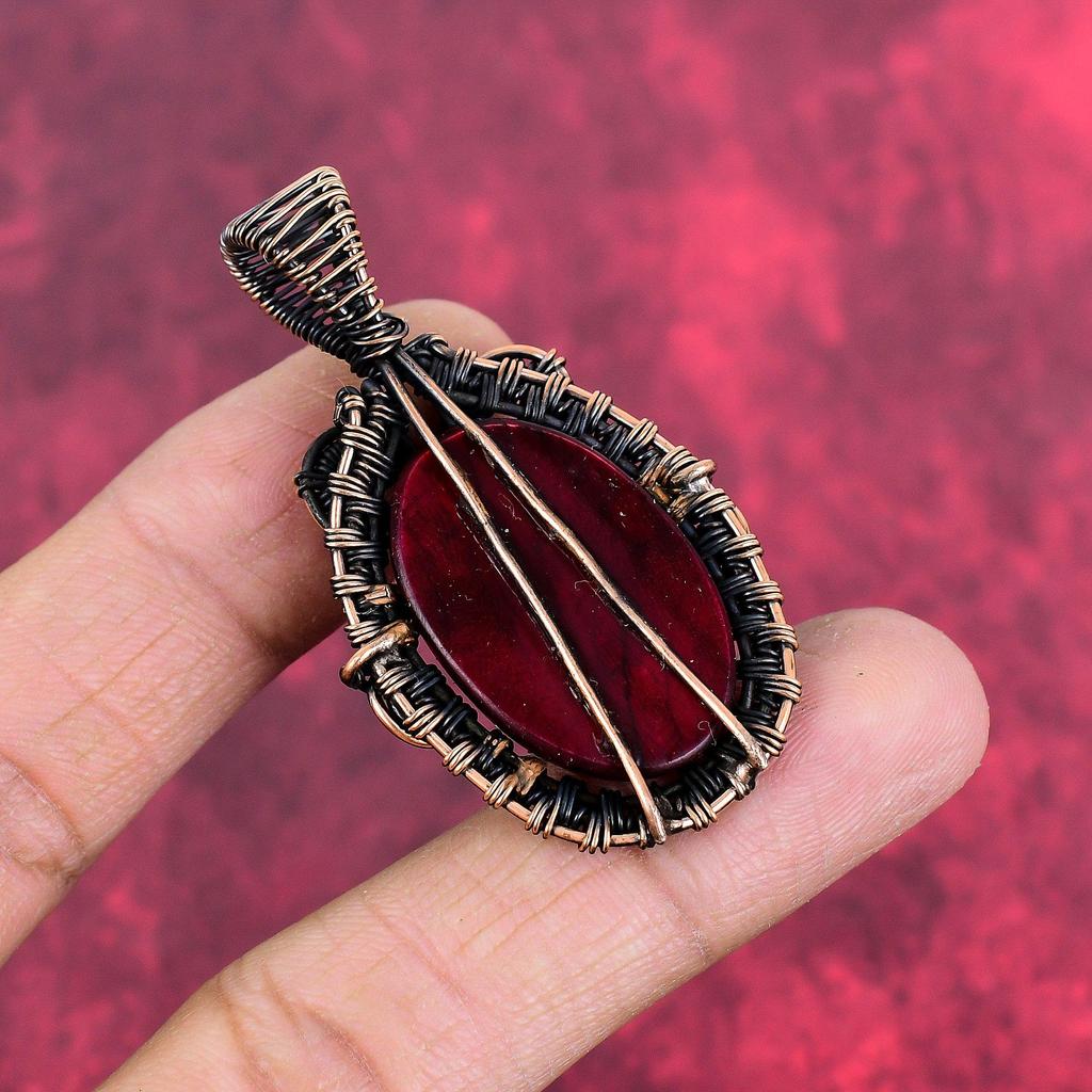 Red Fire Labradorite Pendant Copper Wire Wrapped Jewelry Handmade Gemstone Pendant Copper Wire Pendant Unique Style Jewelry Engagement Gifts